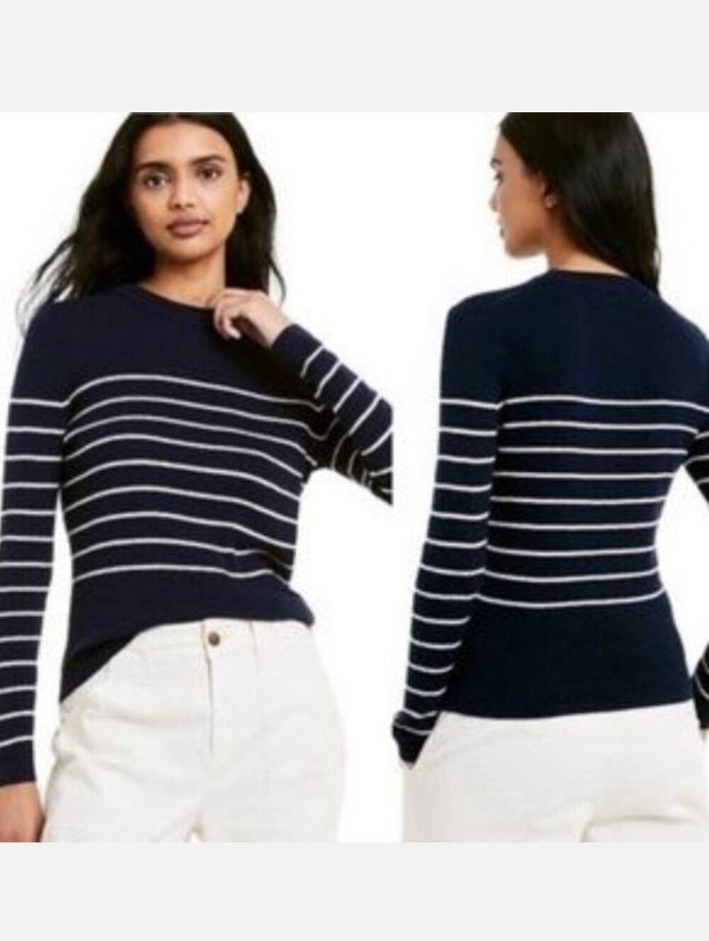 Nili Lotan X Target Cotton-wool Blend Striped Crewneck Sweater